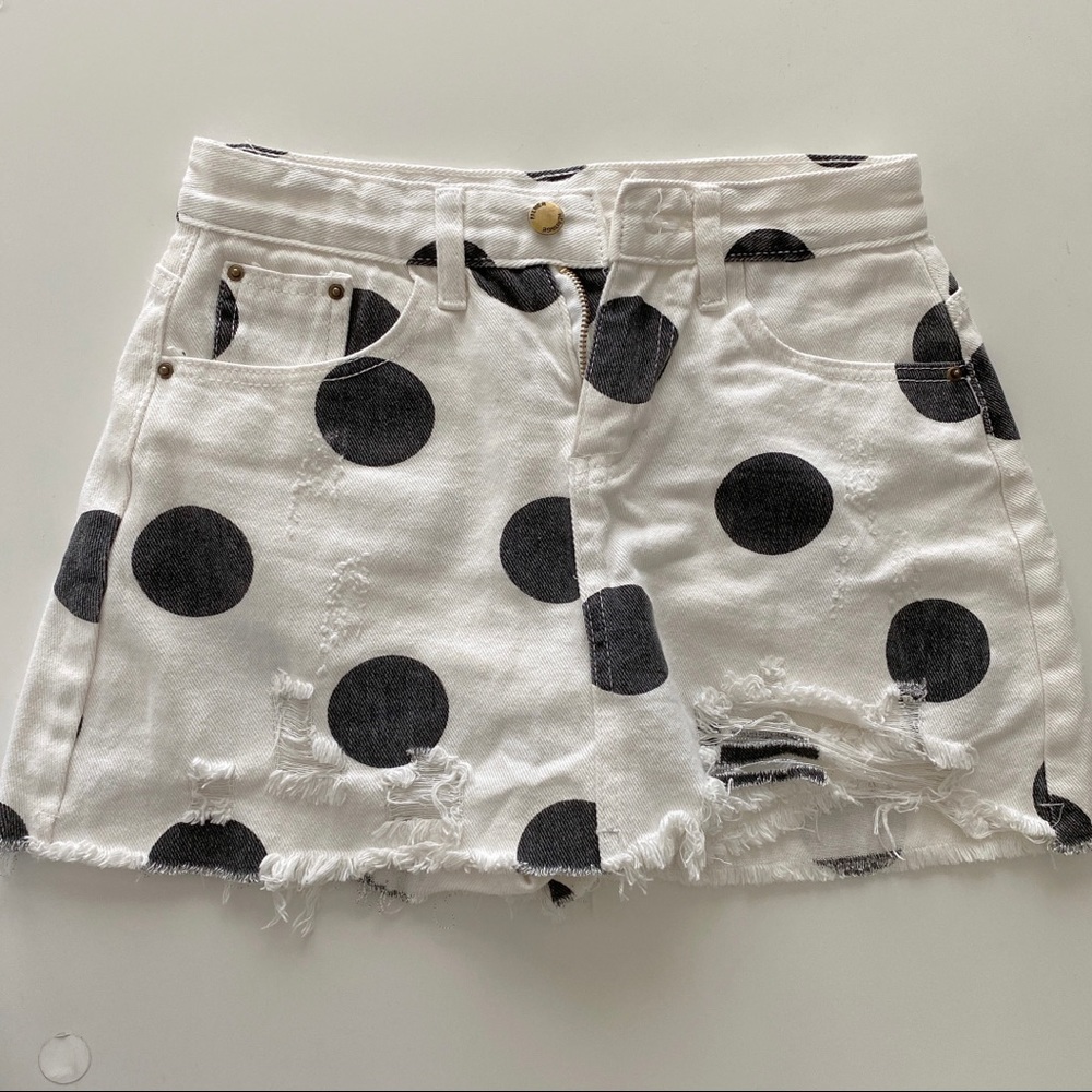 NWOT Polka Dot Denim Mini Skirt
